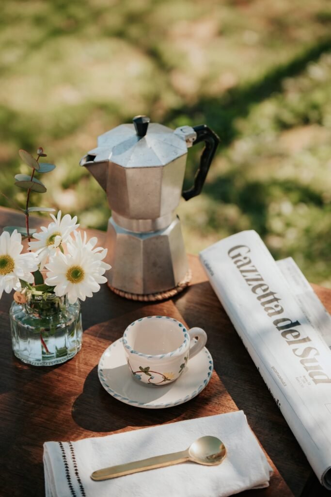 Tasse à café espresso céramique artisanale Nonno Mio motif Fiori di Campo fait main