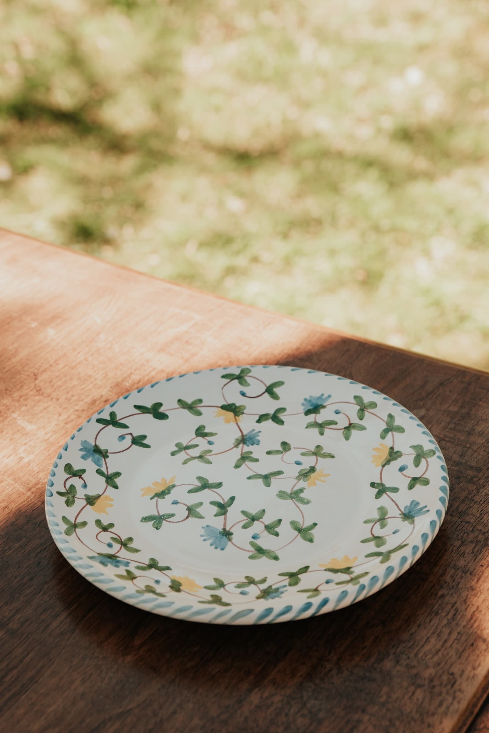 Assiette à dessert céramique artisanale Nonno Mio motif floral Fiori di Campo fait main