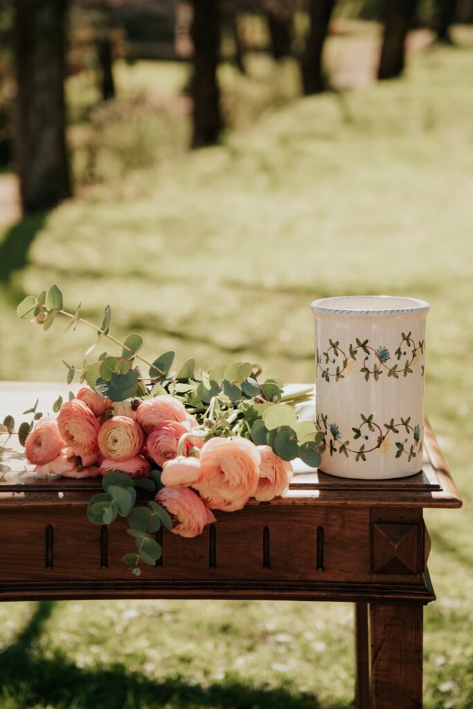Vase céramique artisanale Nonno Mio motif Fiori di Campo façonné peint main décoration