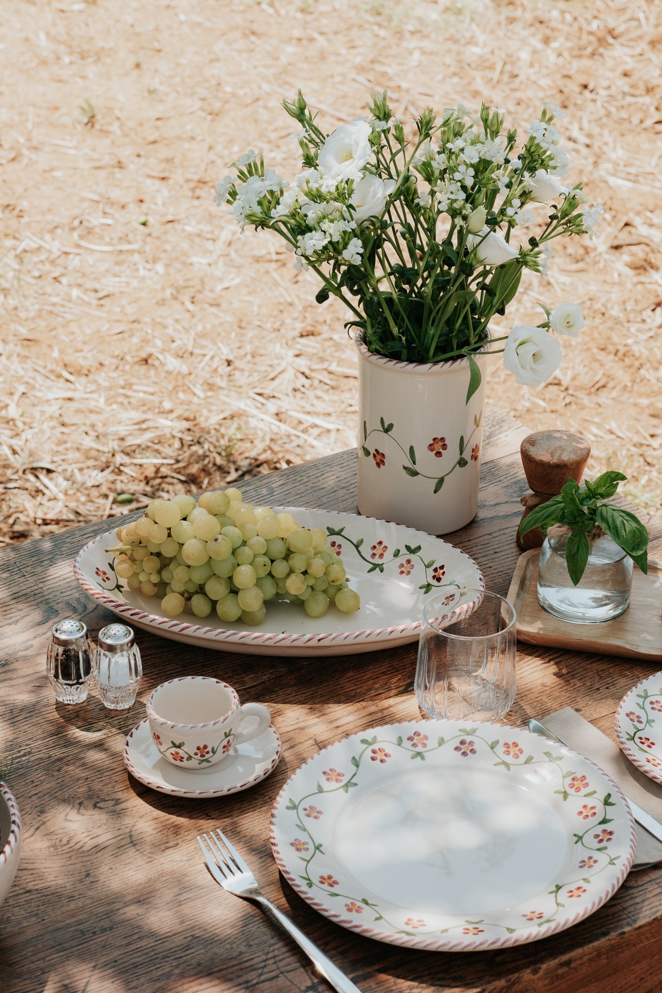 Plat de service céramique artisanale Nonno Mio motif Profumo di Primavera grand format fait main