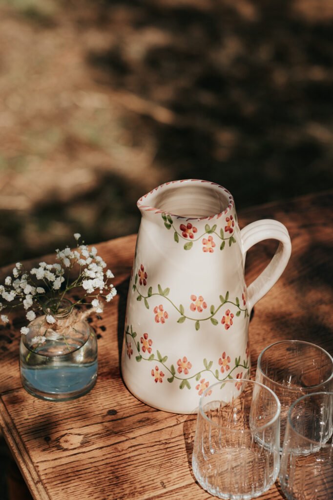 Carafe céramique artisanale Nonno Mio motif Profumo di Primavera vert fait main
