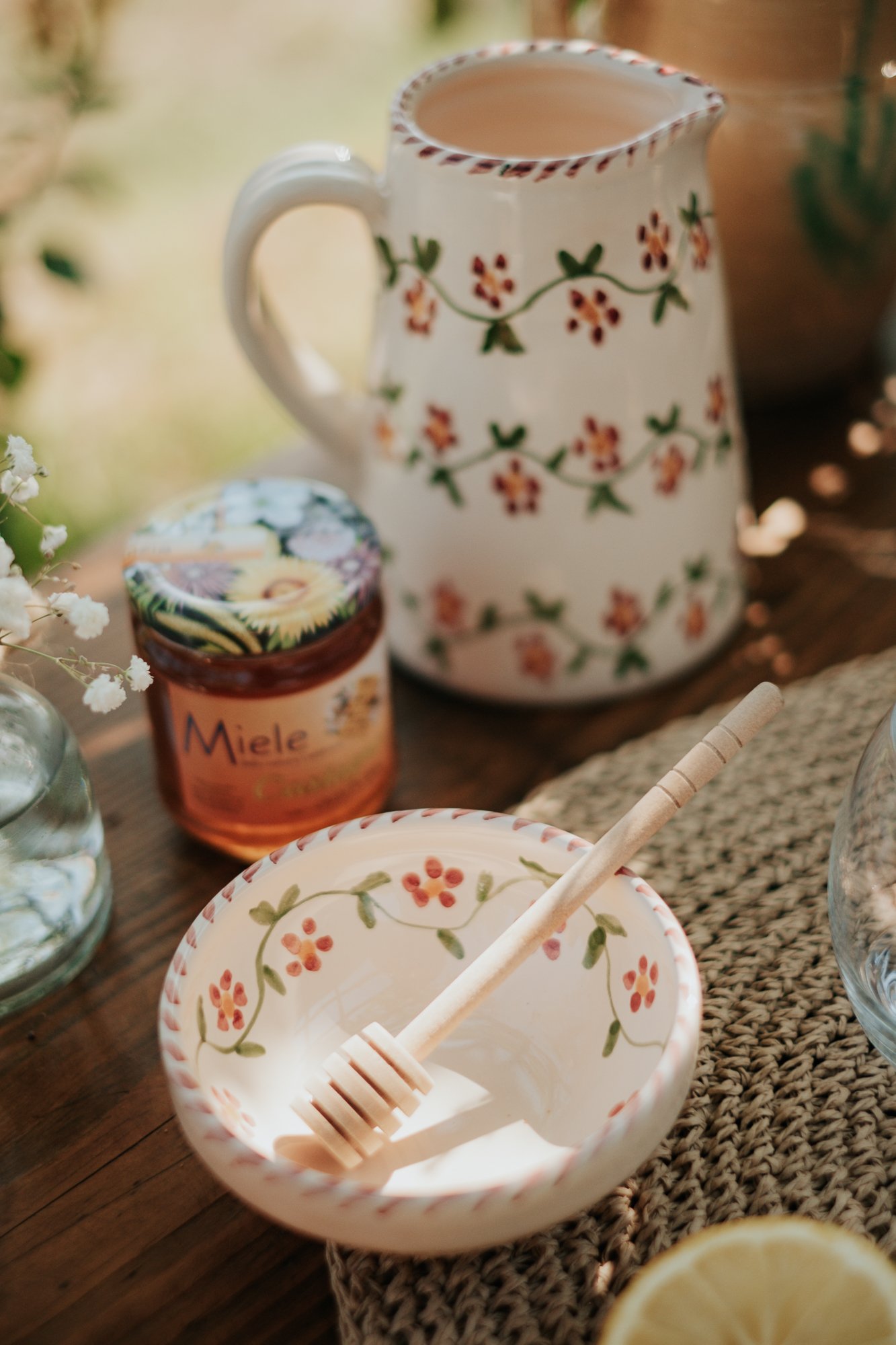 Bol céramique artisanale Nonno Mio motif Profumo di Primavera vert fait main