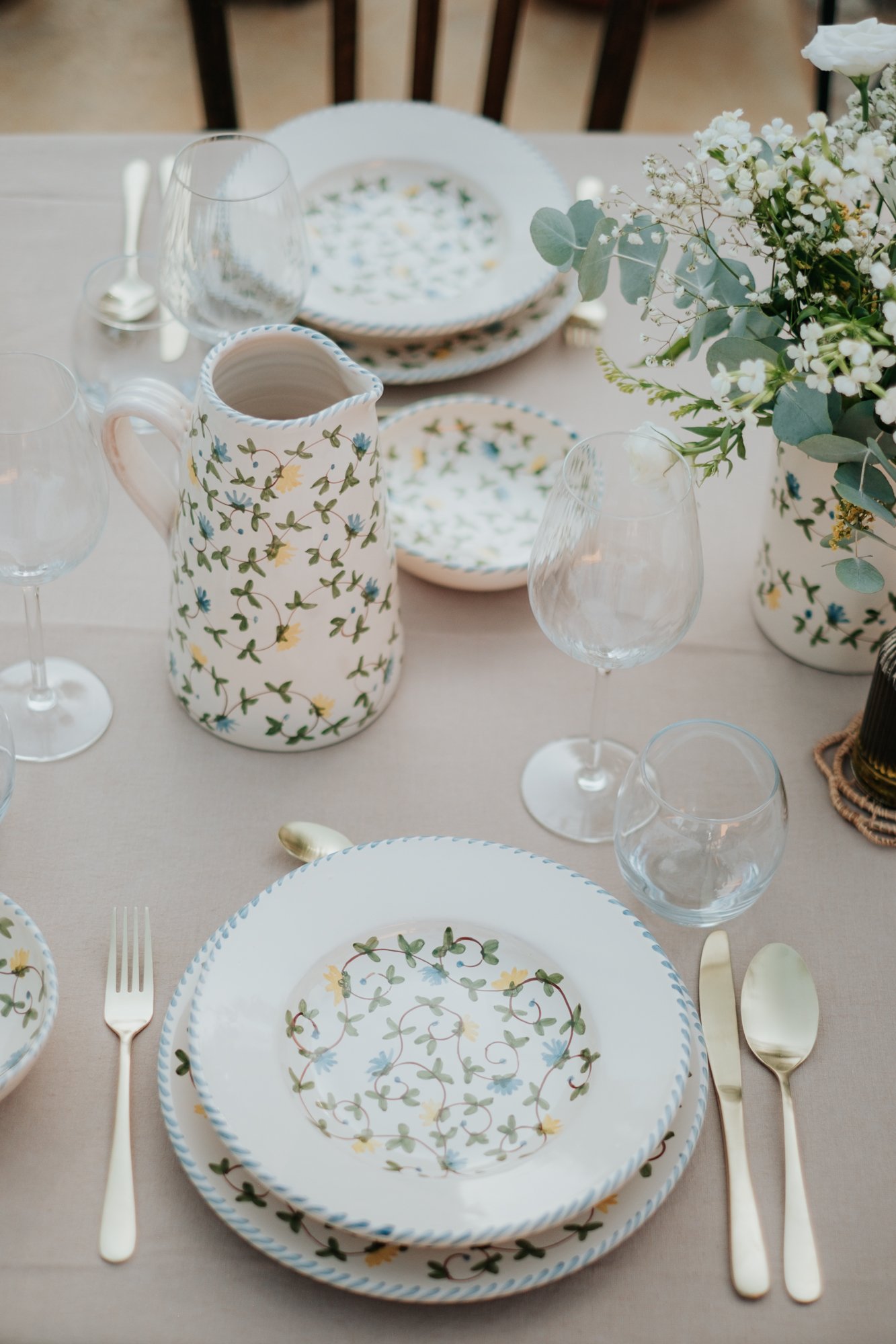 Assiette creuse céramique artisanale Nonno Mio motif Fiori di Campo peinte à la main