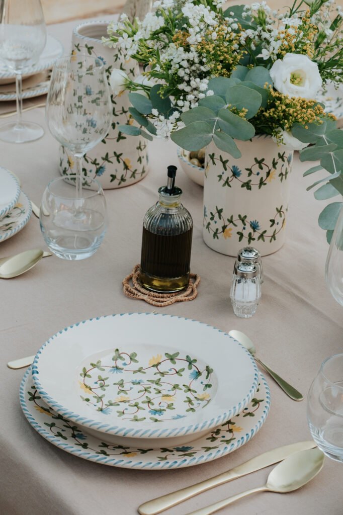 Assiette creuse céramique artisanale Nonno Mio motif Fiori di Campo peinte à la main