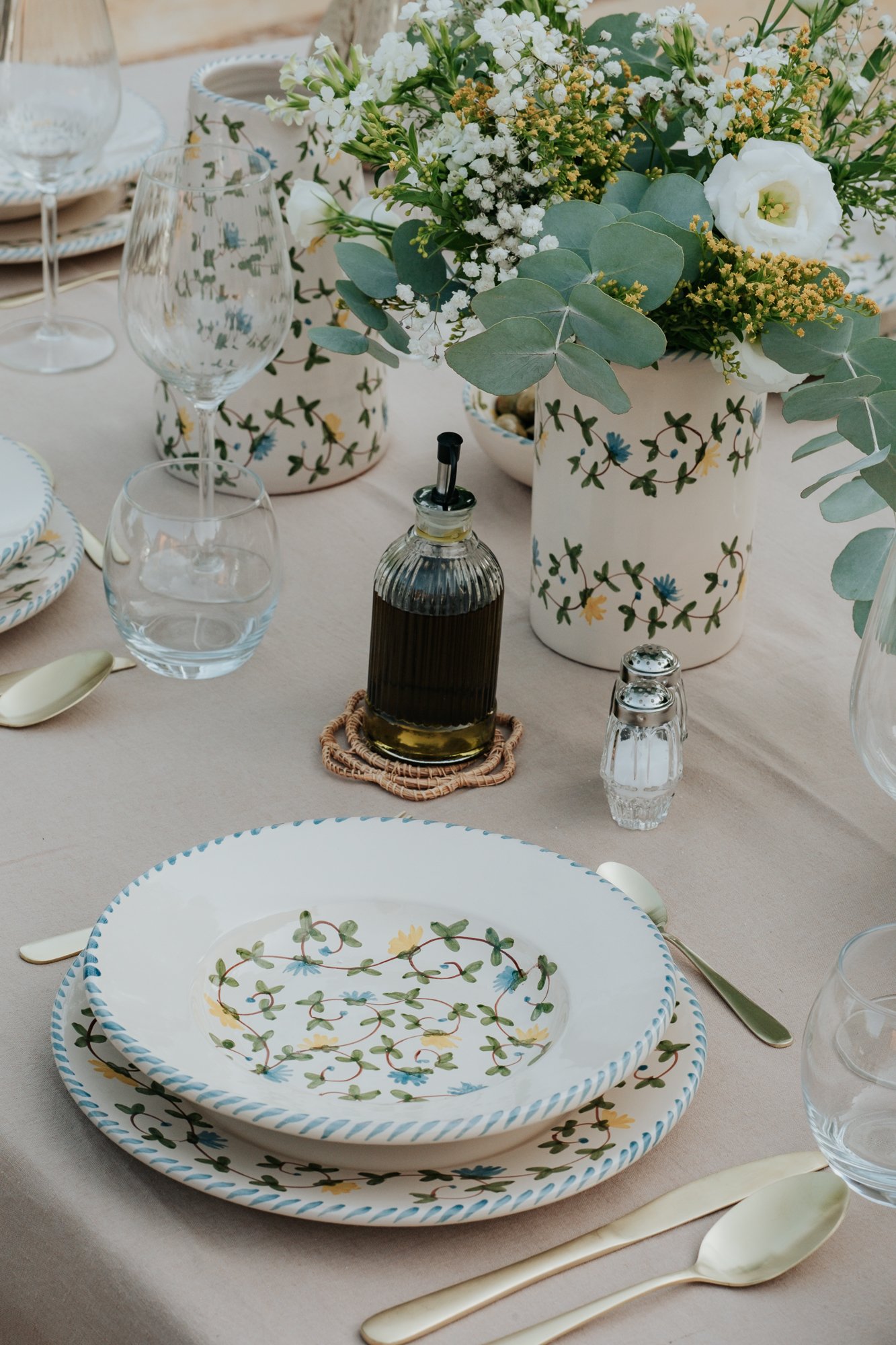 Assiette creuse céramique artisanale Nonno Mio motif Fiori di Campo peinte à la main