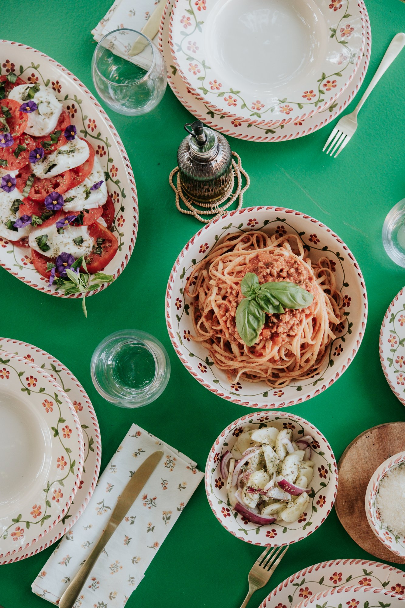 Saladier céramique artisanale Nonno Mio motif Profumo di Primavera grand format fait main