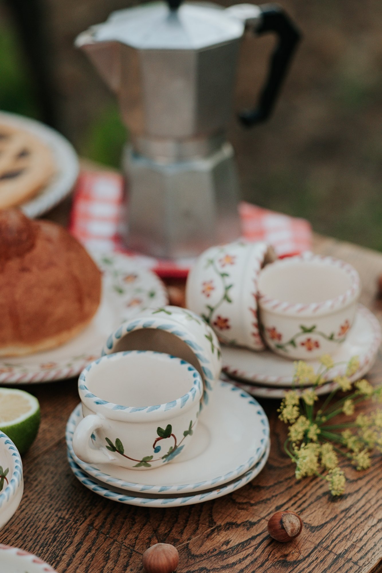 Tasse à café espresso céramique artisanale Nonno Mio motif Fiori di Campo fait main