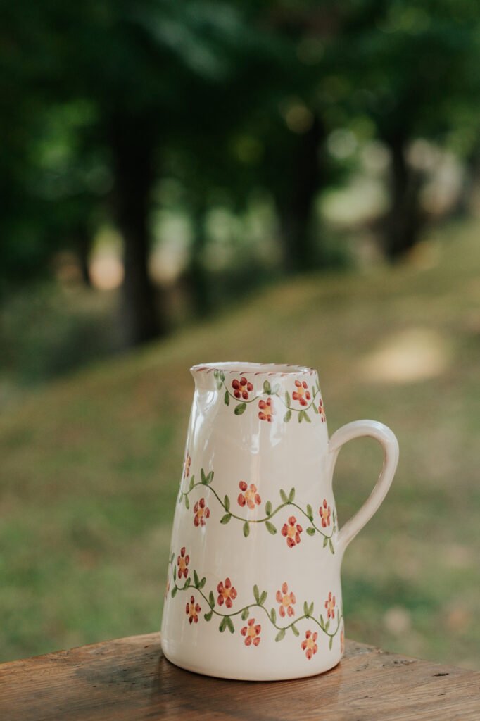 Carafe céramique artisanale Nonno Mio motif Profumo di Primavera vert fait main