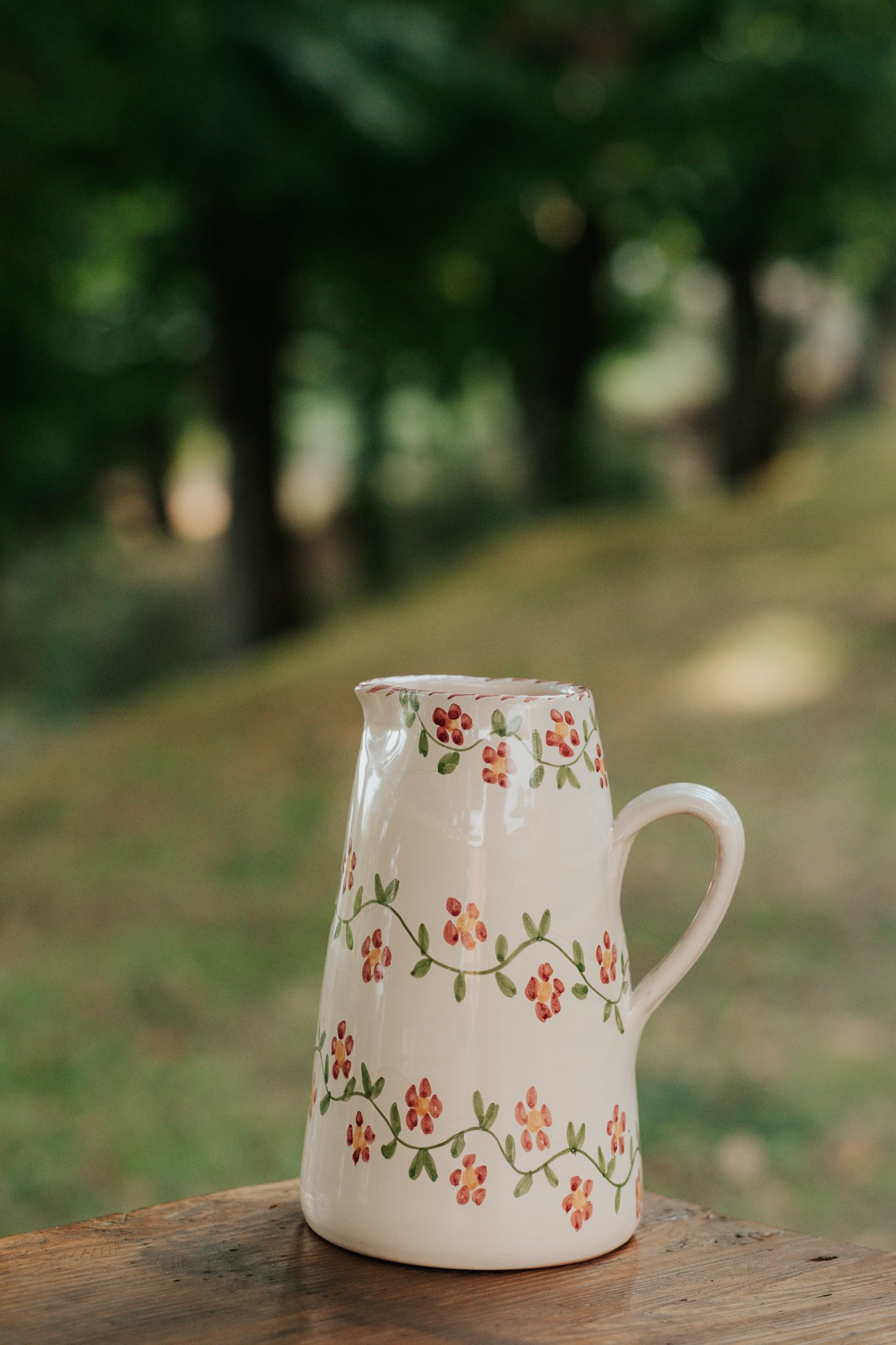 Carafe céramique artisanale Nonno Mio motif Profumo di Primavera vert fait main