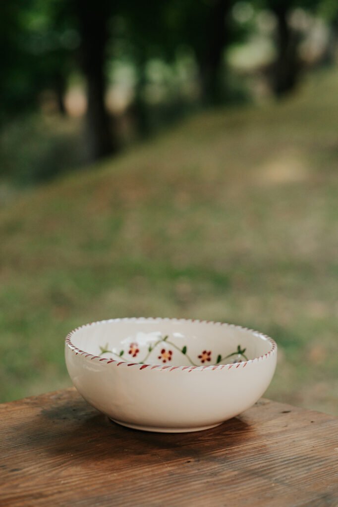 Saladier céramique artisanale Nonno Mio motif Profumo di Primavera grand format fait main