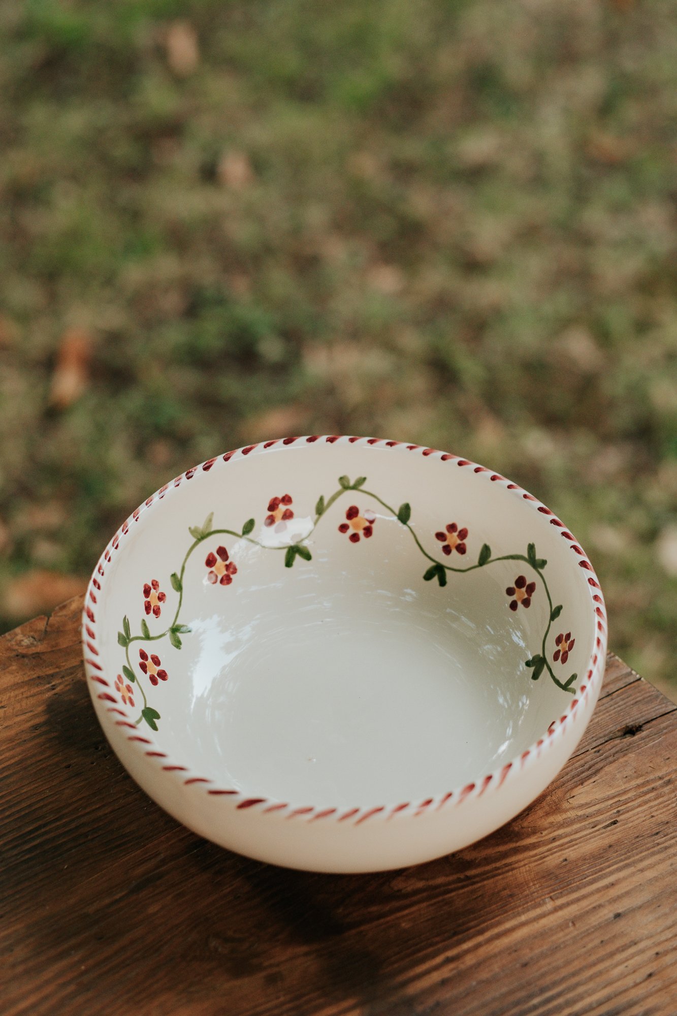 Saladier céramique artisanale Nonno Mio motif Profumo di Primavera grand format fait main