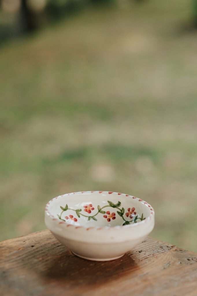 Bol céramique artisanale Nonno Mio motif Profumo di Primavera vert fait main