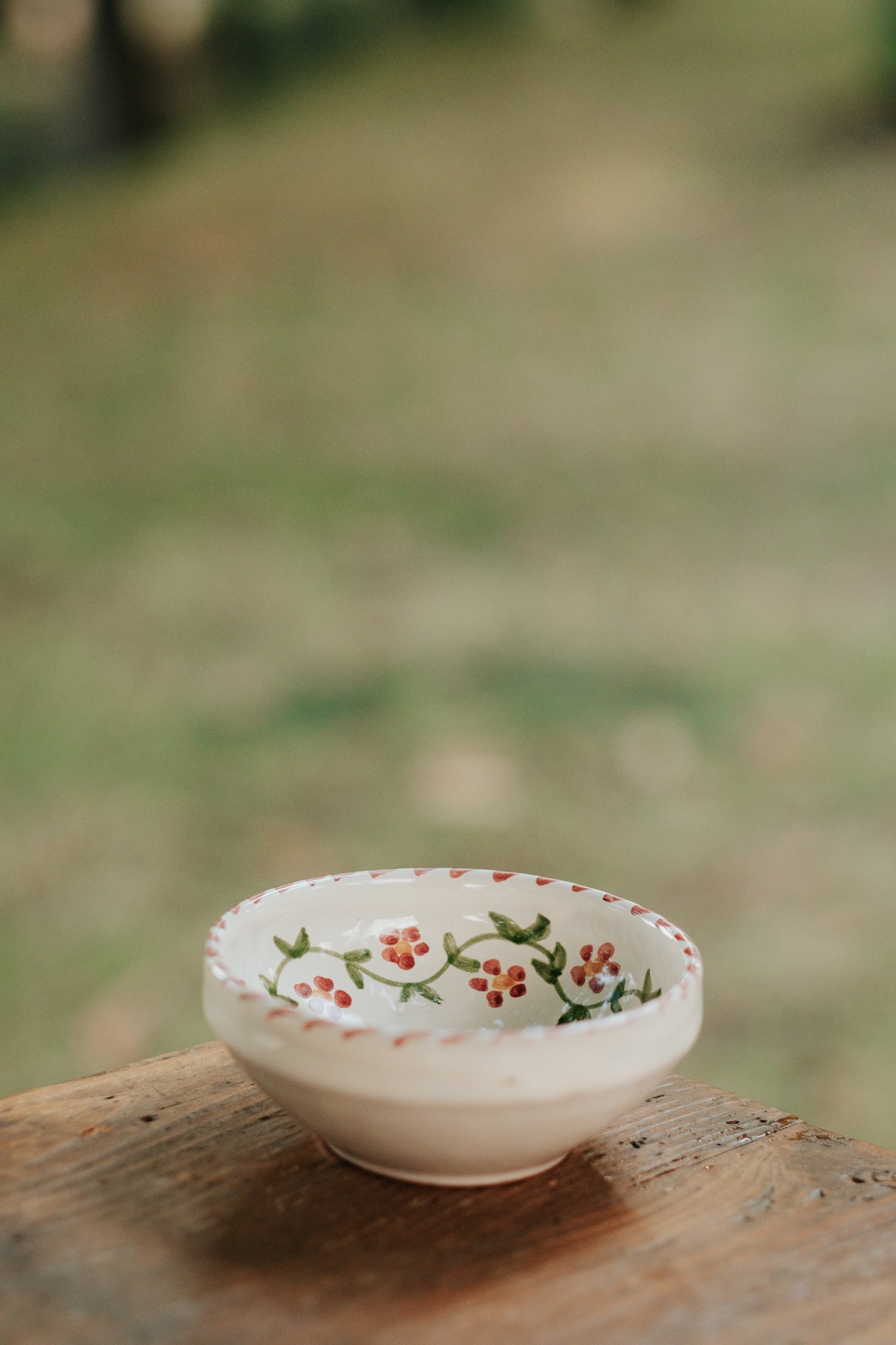 Bol céramique artisanale Nonno Mio motif Profumo di Primavera vert fait main