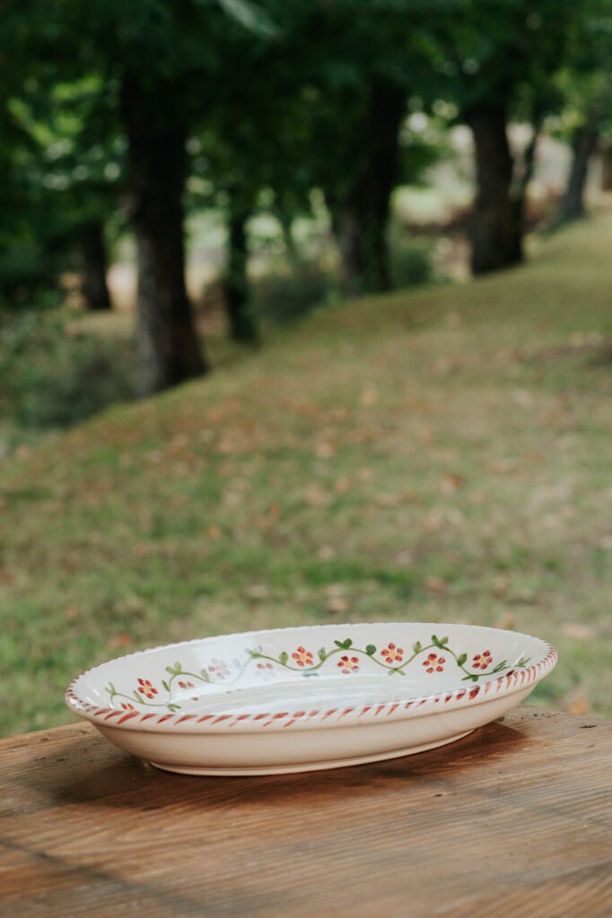 Plat de service céramique artisanale Nonno Mio motif Profumo di Primavera grand format fait main