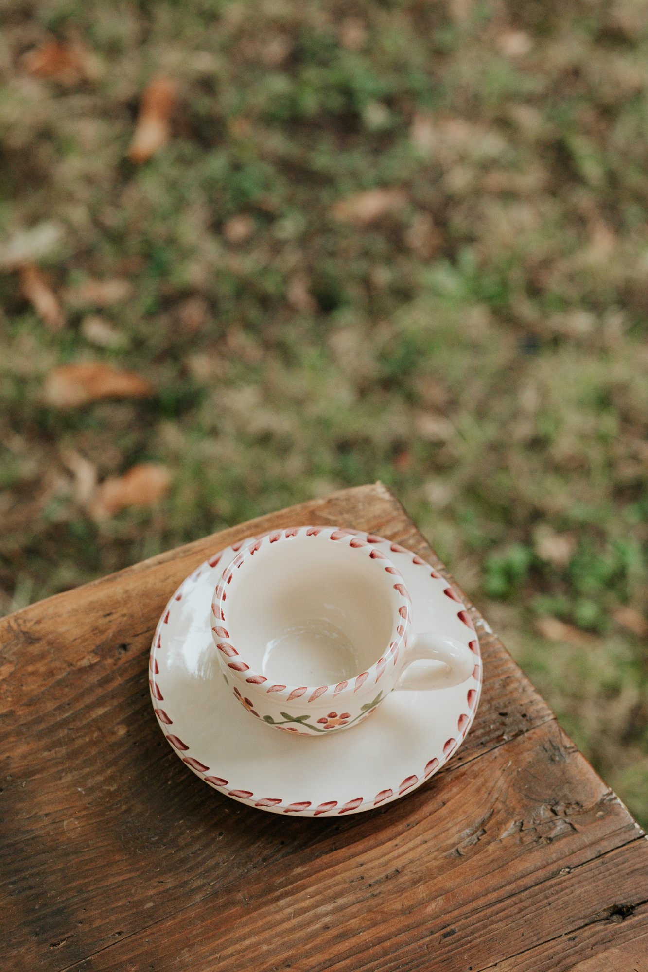 Tasse à café céramique artisanale Nonno Mio motif Profumo di Primavera vert fait main