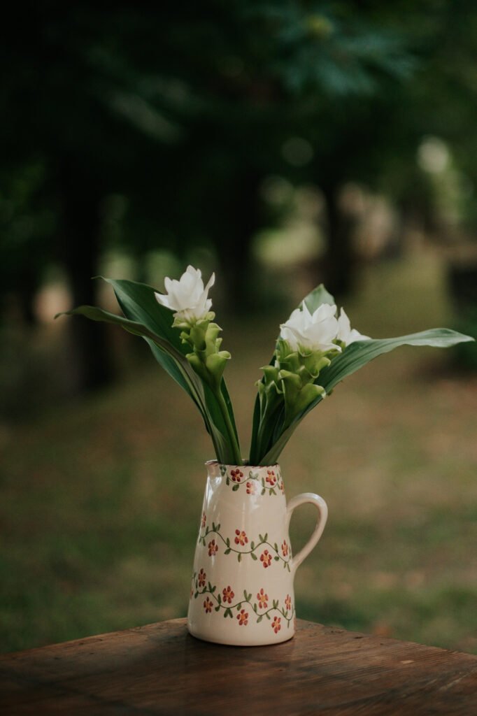 Carafe céramique artisanale Nonno Mio motif Profumo di Primavera vert fait main